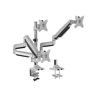 IDESIGN Triple Monitor Interactive Counterbalance Aluminum Monitor Arm - Metallic Grey (Gas Spring, 13"-32", 3 Screens, Clamp/Grommet) - LDT10-C036