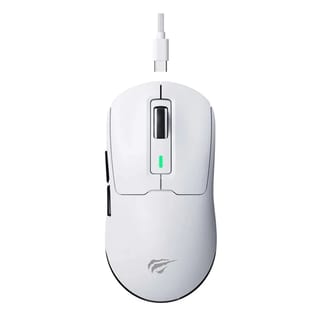 HAVIT 8000DPI 2.4GHz Wireless Gaming Mouse (Wired+2.4G+BT5.1, 8000DPI, 6 Buttons) - White - MS969SE