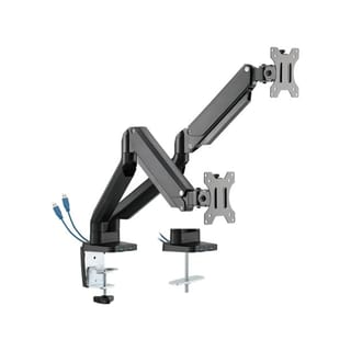 TWISTED MINDS Premium Dual Monitor Mounted Arm Stand (Aluminum, Steel, Matte Black, 17"-32" Screens) - TM-26-C012U
