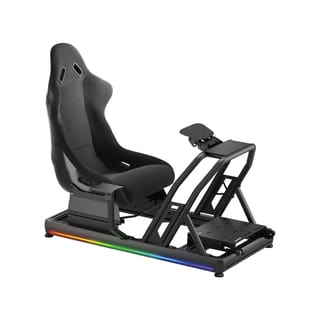 APNX Sturdy Fiberglass Seat & Adjustable Frame Racing Simulator Cockpit (Black) - APEX-RACE-COCKPIT