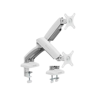 SilverStone ARM26 Dual Monitor VESA Mounting Arm White (Gas Spring, Clamp/Grommet Mount, Up to 32") - SST-ARM26