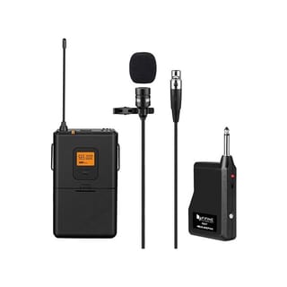 FIFINE 20-Channel UHF Wireless Lavalier Lapel Microphone System with Bodypack Transmitter & Portable Receiver (Black) - K037