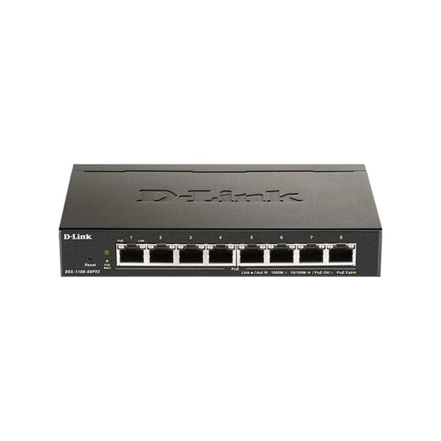 D-LINK 8 Port Gigabit PoE Managed Smart Switch - DGS-1100-08PV2