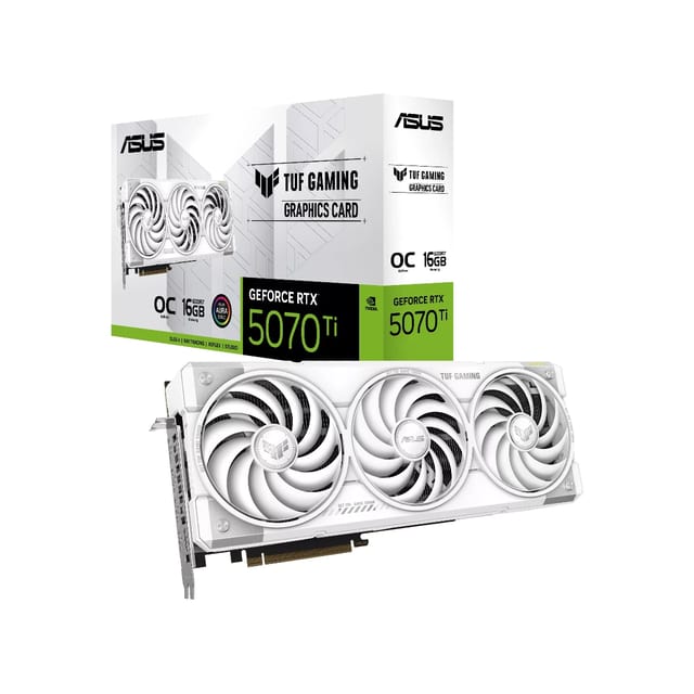 ASUS TUF Gaming GeForce RTX 5070 Ti White OC Edition Graphics Card, 16GB GDDR7, DLSS 4 - 90YV0MD3-M0NA00