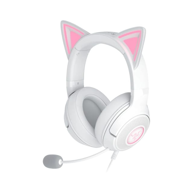 Razer Kraken Kitty V2 Wired RGB Gaming Headset with Kitty Ears - White | RZ04-04730600-R3M1