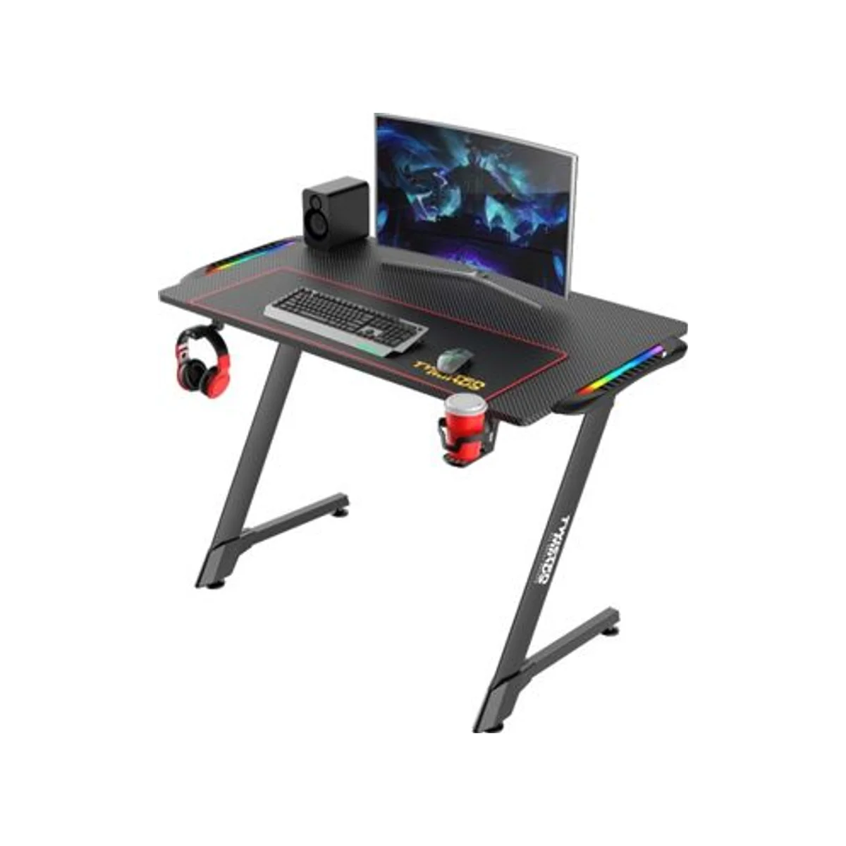TWISTED MINDS Z Shaped RGB Carbon Fiber Gaming Desk - TM-Z-1060-RGB view 5