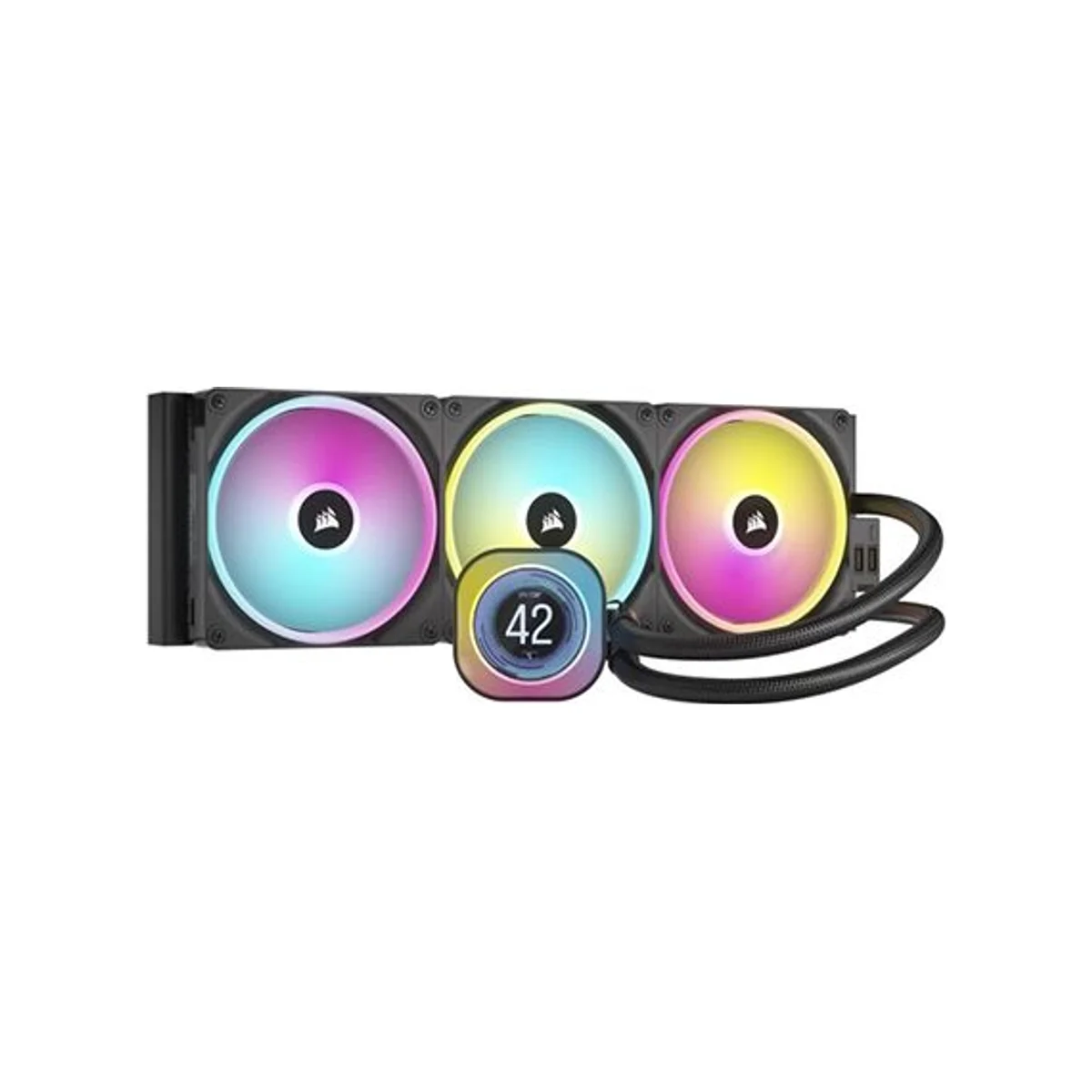 CORSAIR iCUE LINK H170i LCD RGB Liquid CPU Cooler - Black (420mm Radiator, QX140 RGB Fans, 2.1" LCD Screen) - CW-9061009-WW