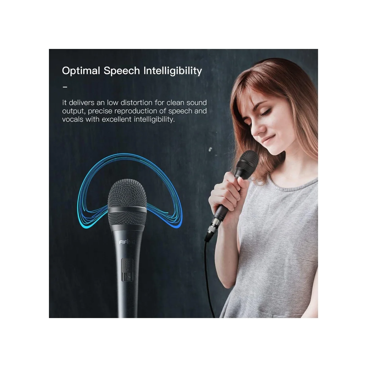 FIFINE Dynamic Vocal Microphone for Speaker (Cardioid, 50-18kHz, -50.6dB) - PRESENTATION-K6 view 5