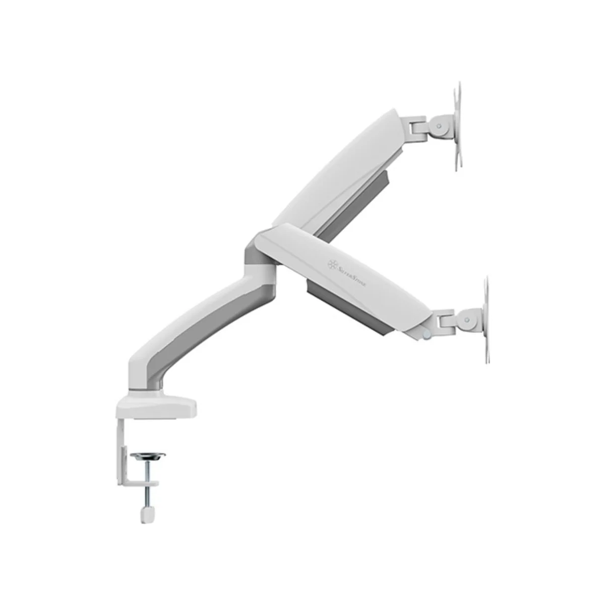 SilverStone ARM26 Dual Monitor VESA Mounting Arm White (Gas Spring, Clamp/Grommet Mount, Up to 32") - SST-ARM26 view 2