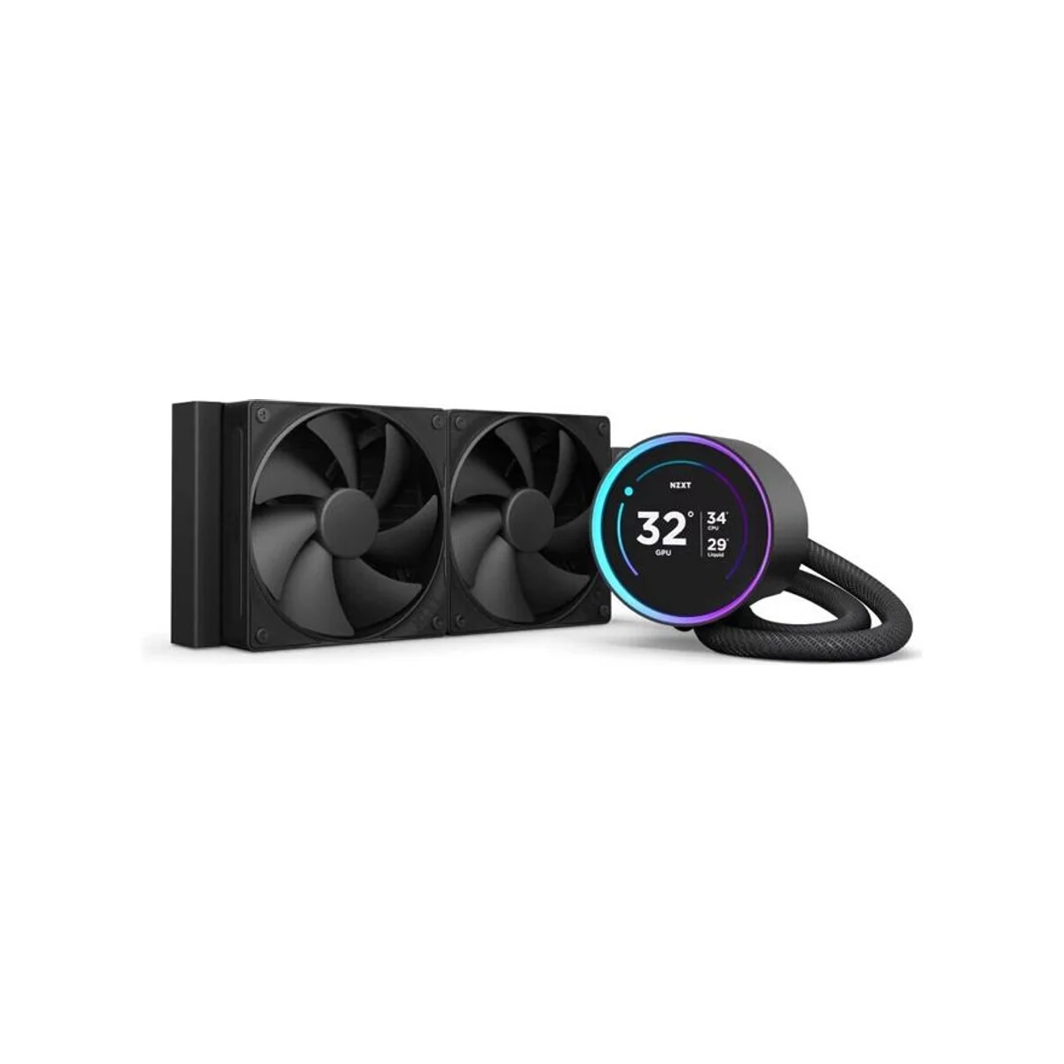 NZXT Kraken Elite 240 PWM AIO CPU Liquid Cooler (Black) - 240mm Radiator, 2.72-inch LCD Display, High Static Pressure Fans - RL-KN24E-B2