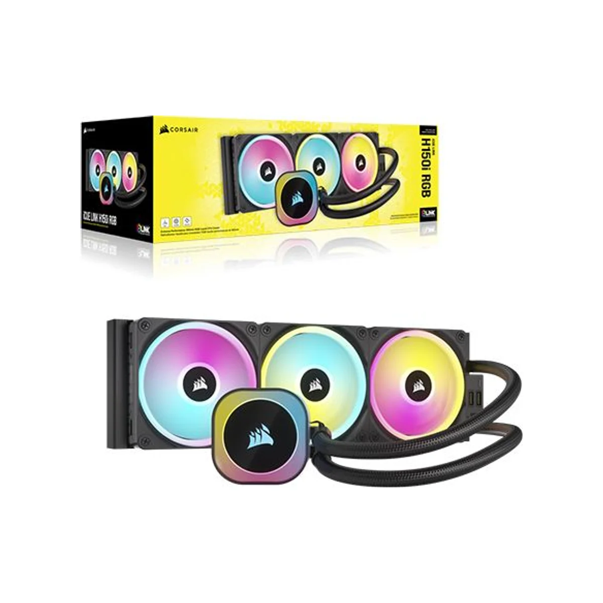 CORSAIR iCUE LINK H150i RGB Liquid CPU Cooler (360mm Radiator, QX120 RGB Fans, iCUE LINK System Hub) - CW-9061003-WW view 2