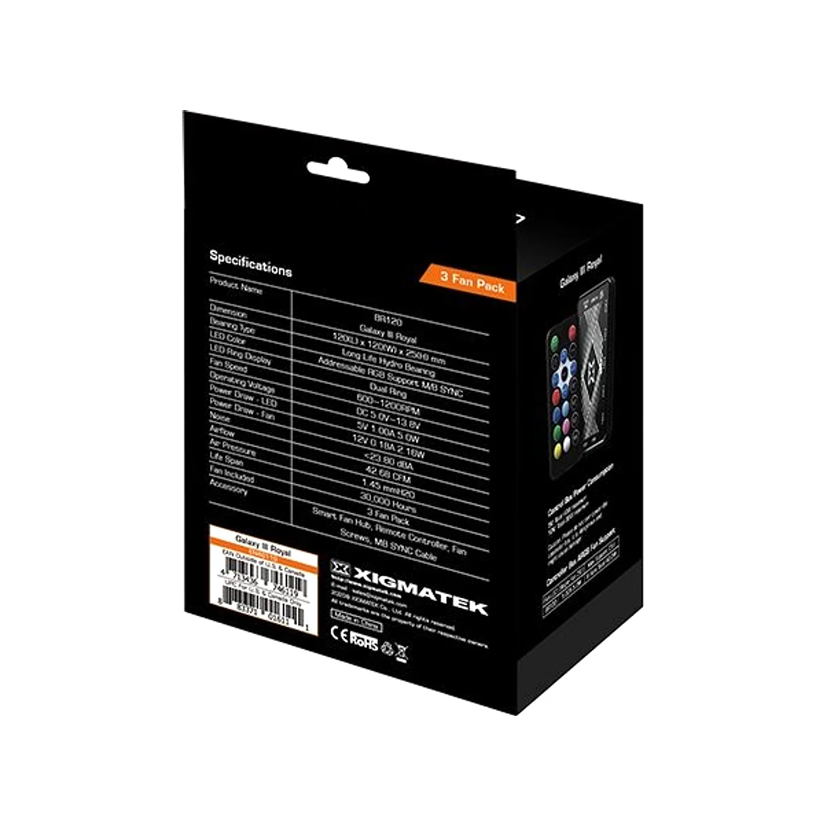 Xigmatek Galaxy III Royal 3x BR120mm ARGB Fans - EN46119 view 7