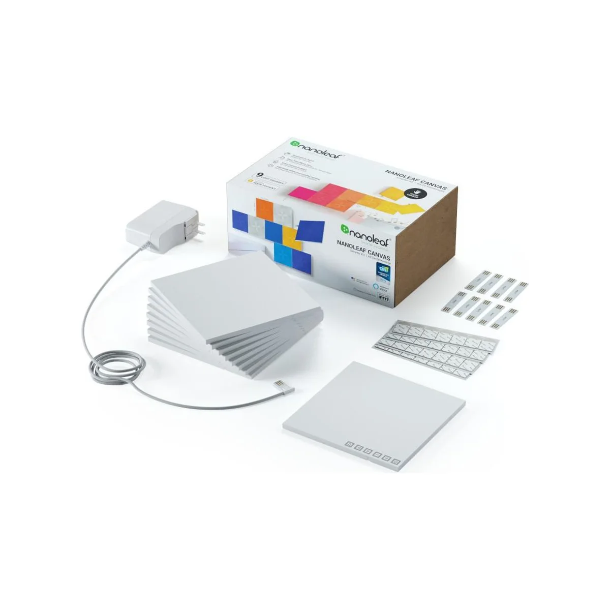 Nanoleaf Canvas Smarter Kit - 9 Lights Square (Touch Control, Music Sync, Modular Design) - NL29-0002SW-9PK