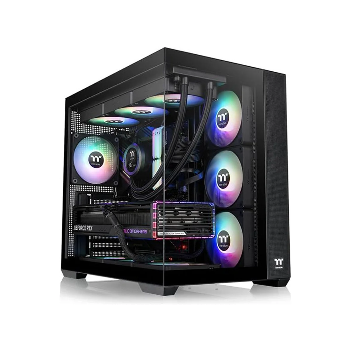 Thermaltake View 380 Tempered Glass Dual-chamber ATX Gaming Case - Black - 194468