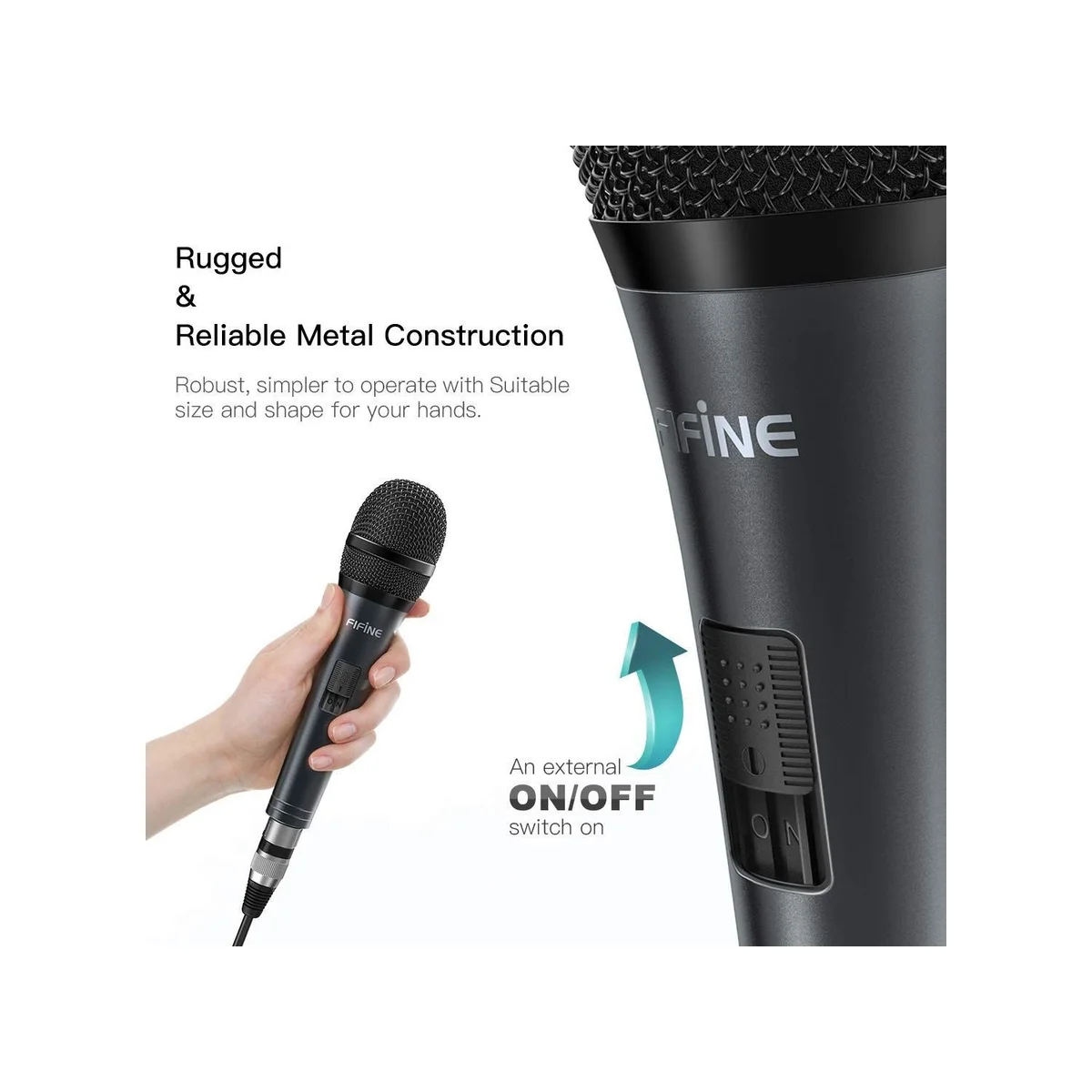 FIFINE Dynamic Vocal Microphone for Speaker (Cardioid, 50-18kHz, -50.6dB) - PRESENTATION-K6 view 4