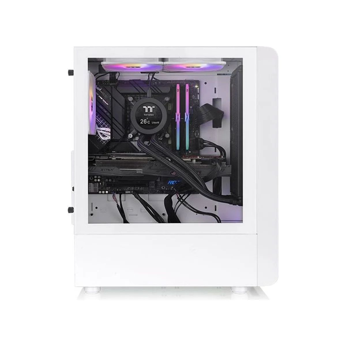 Thermaltake S200 Tempered Glass ARGB ATX Gaming Case - Snow - CA-1X2-00M6WN-00 view 2