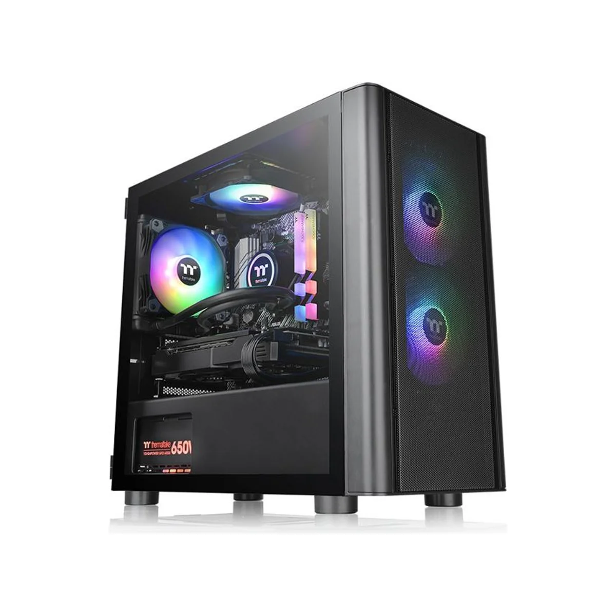 Thermaltake V150 Breeze Edition Tempered Glass Airflow ARGB ATX Gaming Case - Black - CA-1R1-00S1WN-02