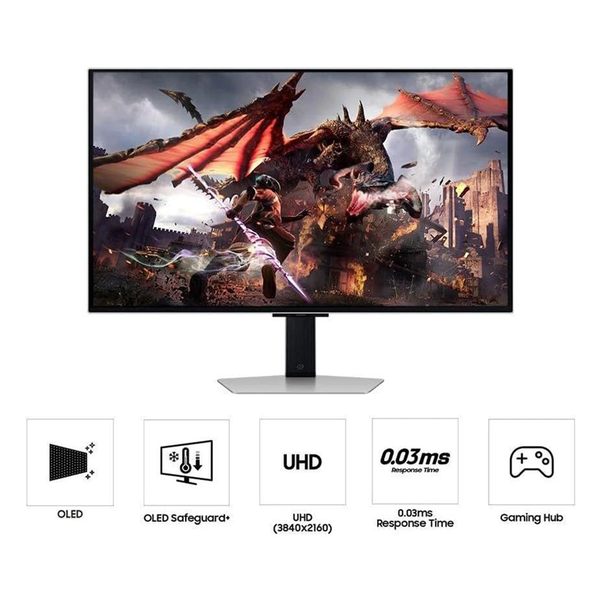 SAMSUNG G80SD 32" UHD OLED Gaming Monitor (Silver, 240Hz, 0.03ms) - LS32DG802SMXUE view 2