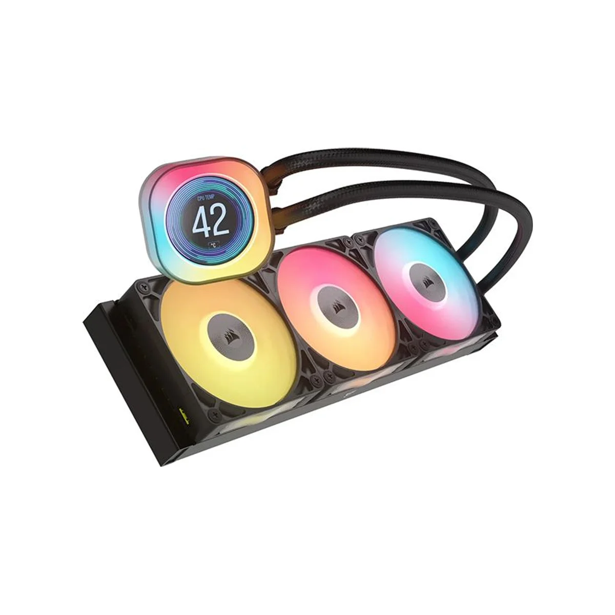 CORSAIR iCUE LINK TITAN 360 RX LCD Liquid CPU Cooler - Black (360mm Radiator, RGB LCD Display, 3x 120mm Fans) - CW-9061023-WW view 2