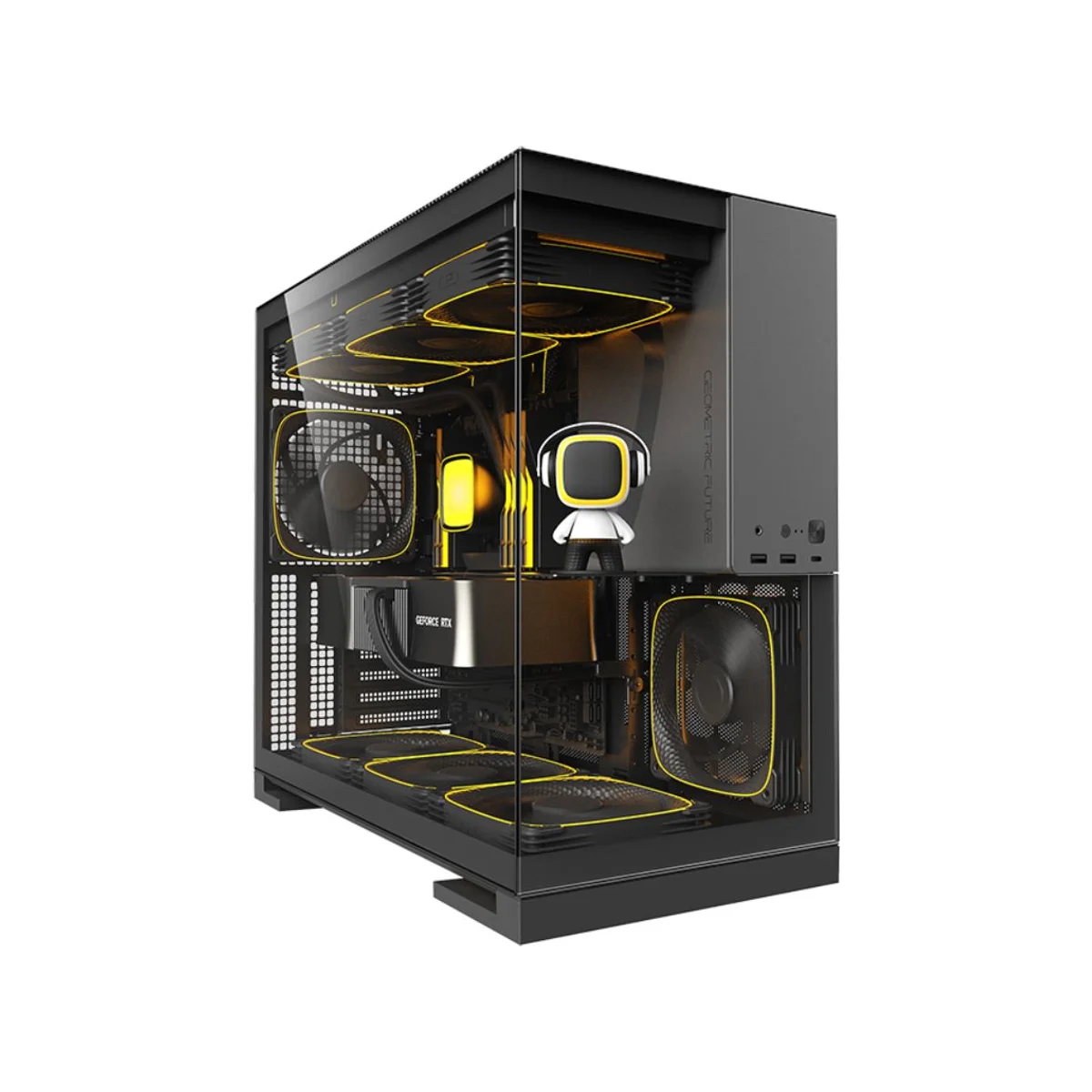 Geometric Future M5 Tempered Glass E-ATX Gaming Case - Black - GEO-M5F-BG