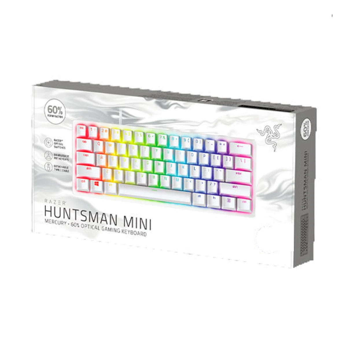 Razer Huntsman Mini 60% Mechanical RGB Chroma Gaming Keyboard with Linear Optical Switch  - Mercury | RZ03-03390400-R3M1 view 3