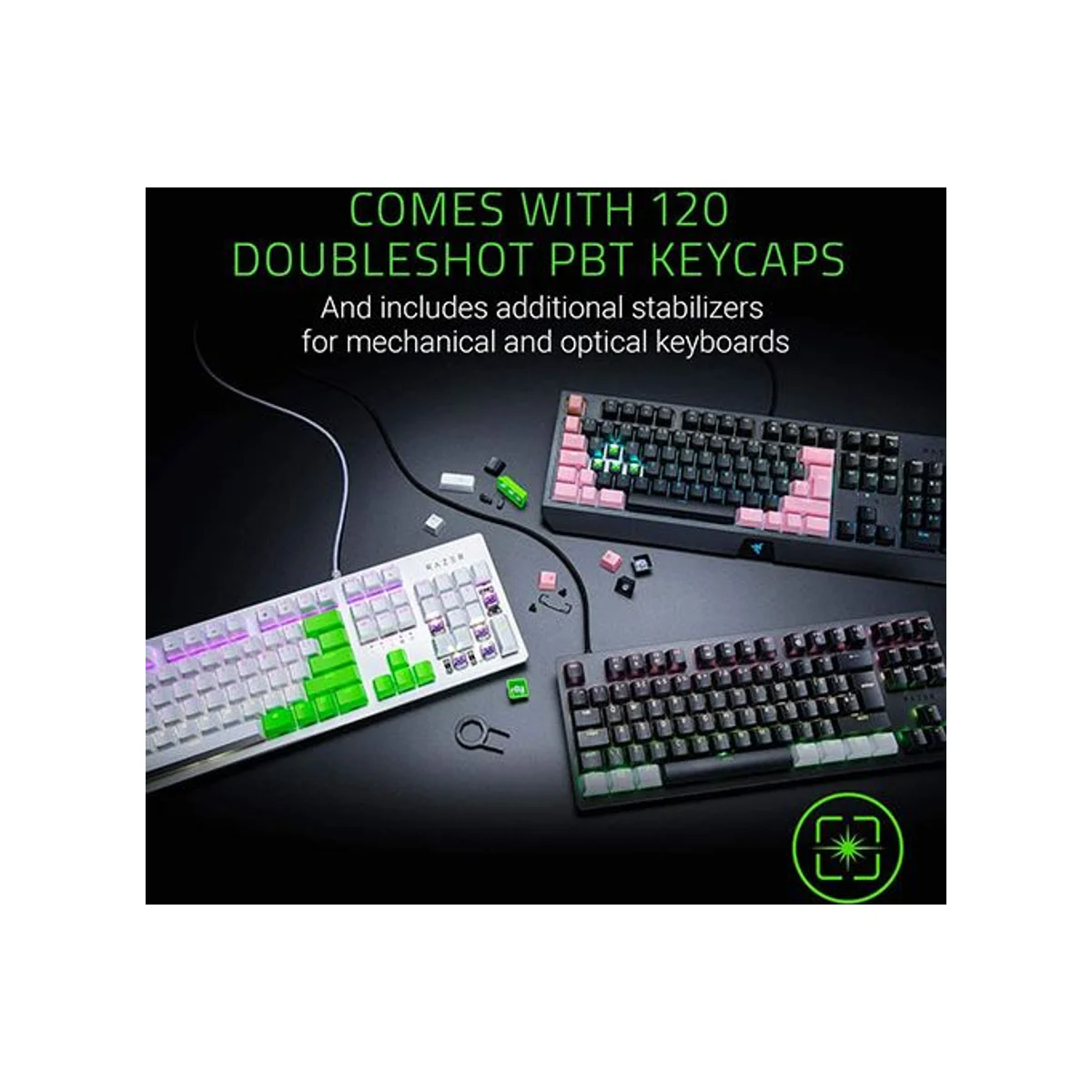 Razer PBT Keycaps Upgrade Set, DoubleShot Durability - Mercury White (PBT, Doubleshot, Backlight Compatible) - RC21-01490200-R3M1 view 6