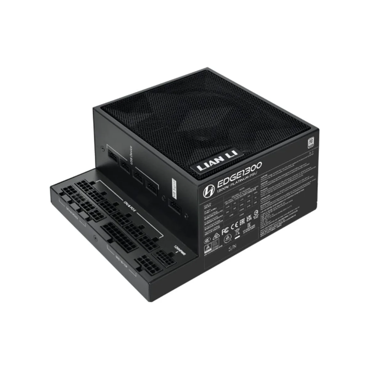 Lian Li Edge EG0850 850W 80 PLUS Platinum ATX Power Supply - Black (ATX3.1, Full Modular, 120mm FDB Fan) - EG0850 view 2
