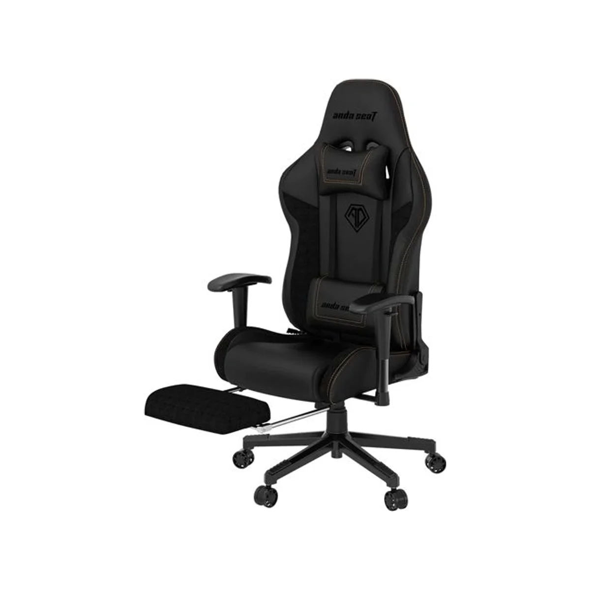 ANDASEAT Jungle 2 Series Gaming Chair with Footrest - Black (PVC Linen Fabric, 150KG Capacity, Ergonomic Design) - AD5T-03-B-PVF view 3