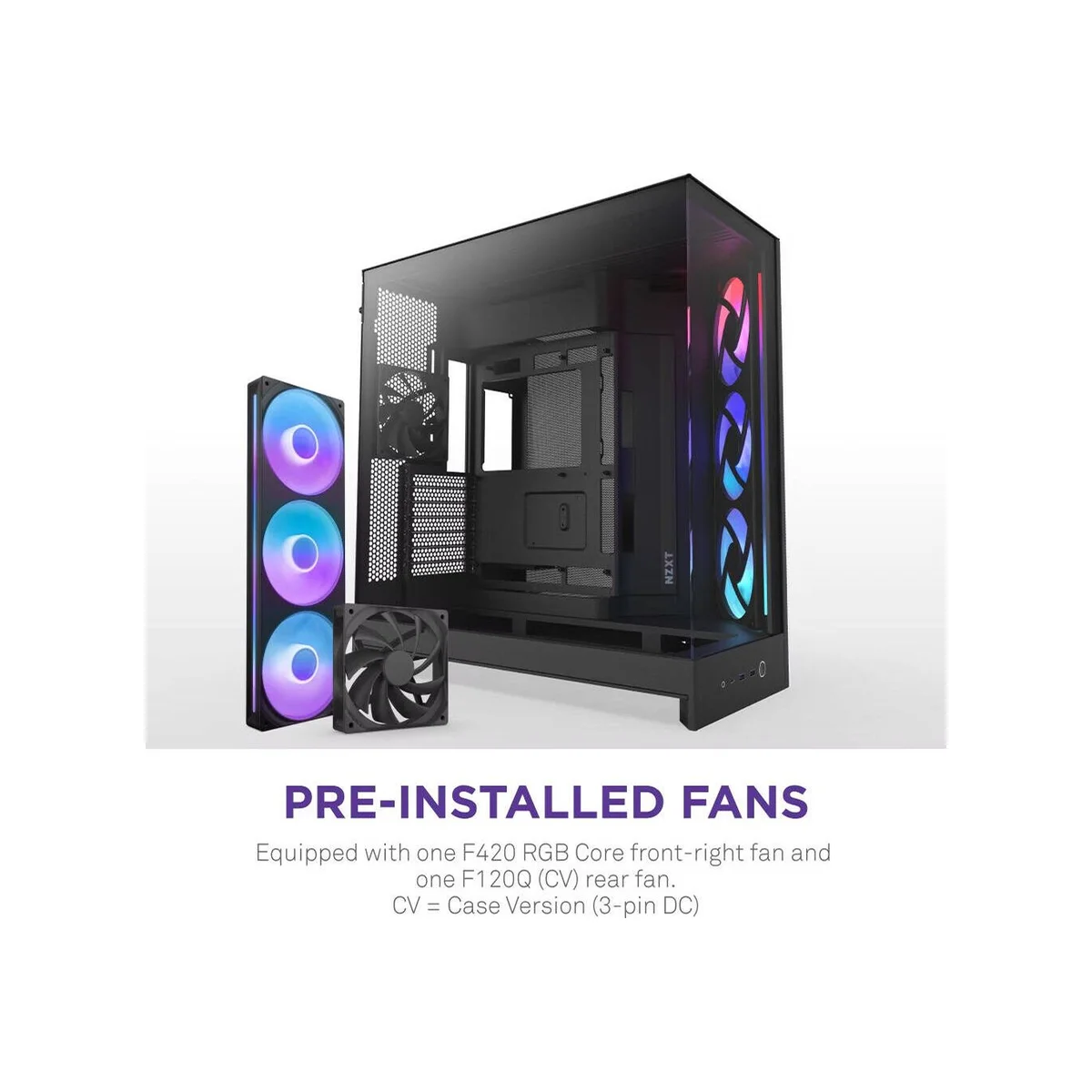 NZXT H9 Flow RGB (2025) Dual-Chamber Mid Tower Case - Black - CM-H92FB-R1 view 3