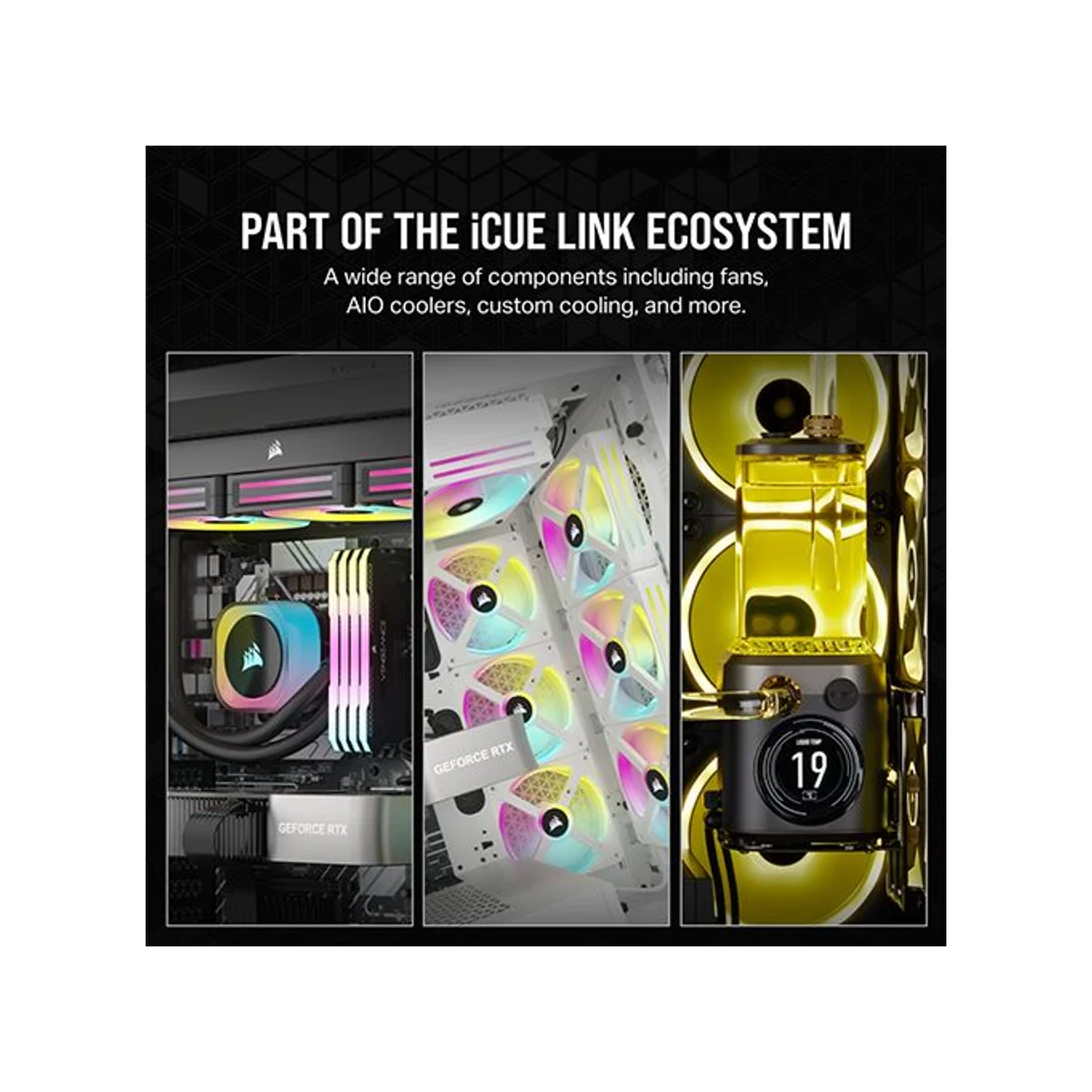 CORSAIR iCUE LINK H150i RGB Liquid CPU Cooler (White, 360mm Radiator, QX120 Fans) - CW-9061006-WW view 8