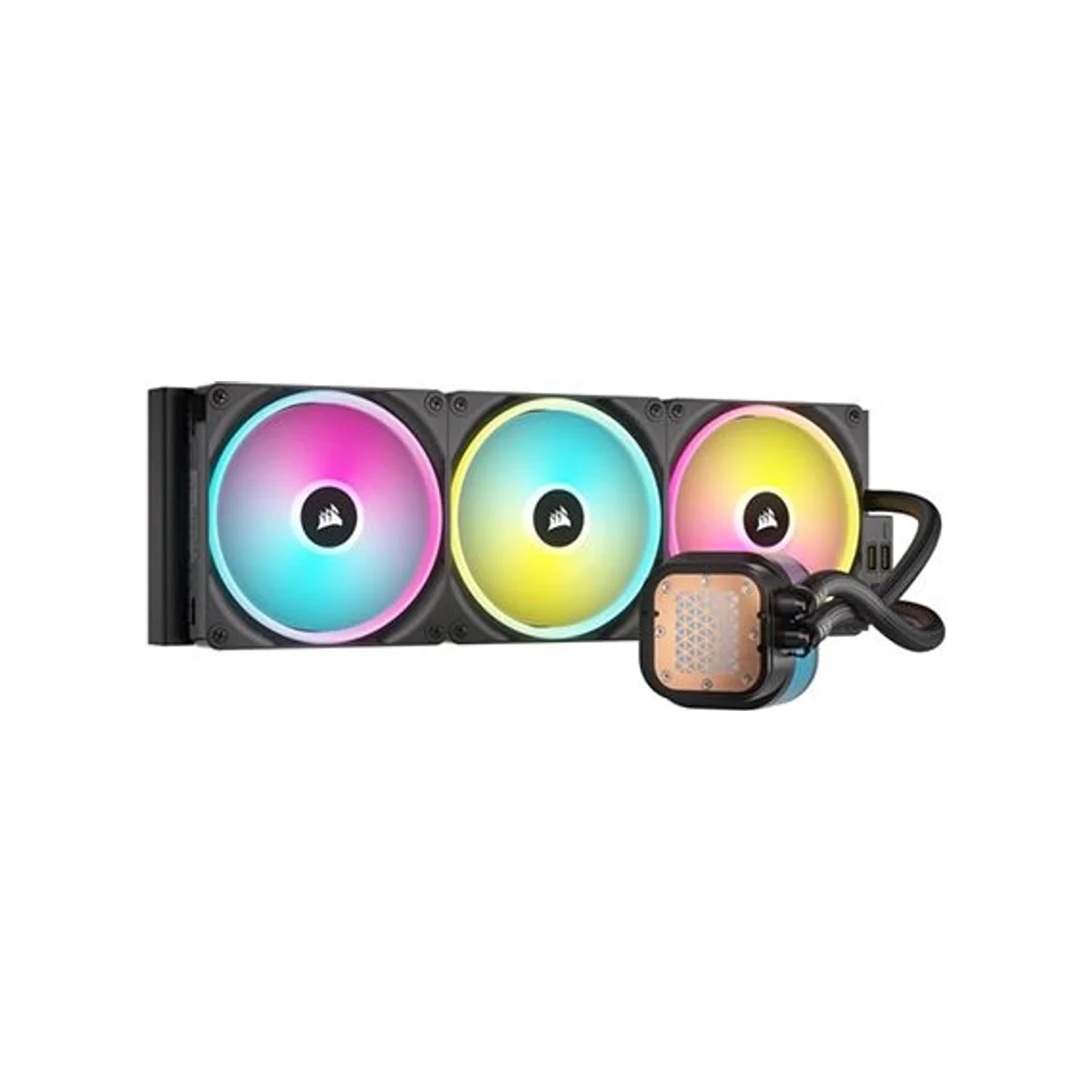 CORSAIR iCUE LINK H170i LCD RGB Liquid CPU Cooler - Black (420mm Radiator, QX140 RGB Fans, 2.1" LCD Screen) - CW-9061009-WW view 3