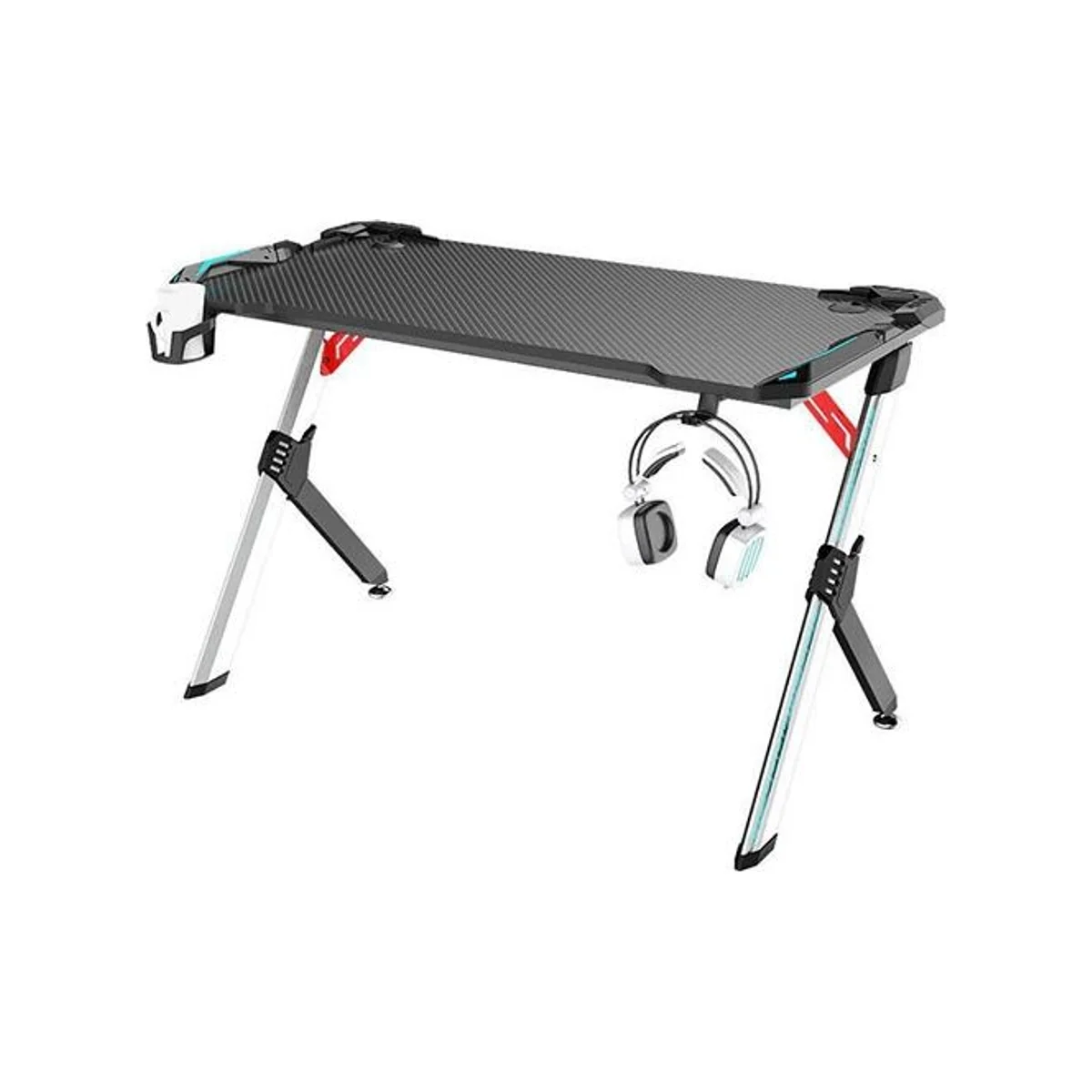 DESKOOZE GT1 Gaming Desk - Black / Red Gaming Desk (RGB Lighting, Headphone Holder, Cup Holder) - Deskooze GT1 view 4