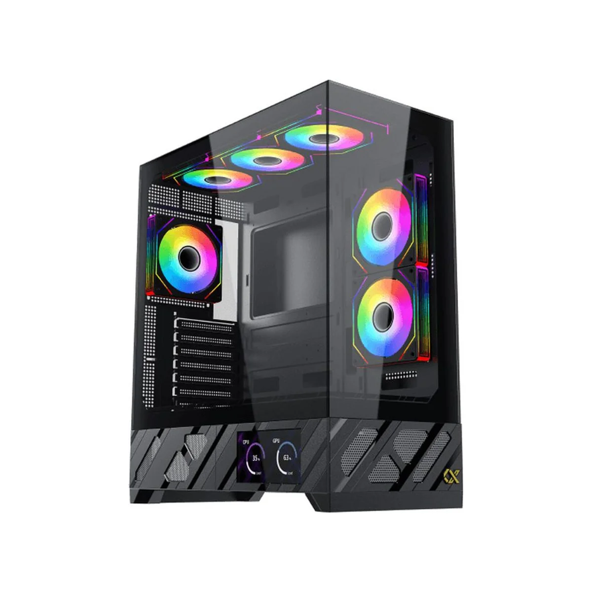 Xigmatek Alphard Pro PWM 6 Inch LCD Tower ARGB ATX Gaming Case - Black - EN48227