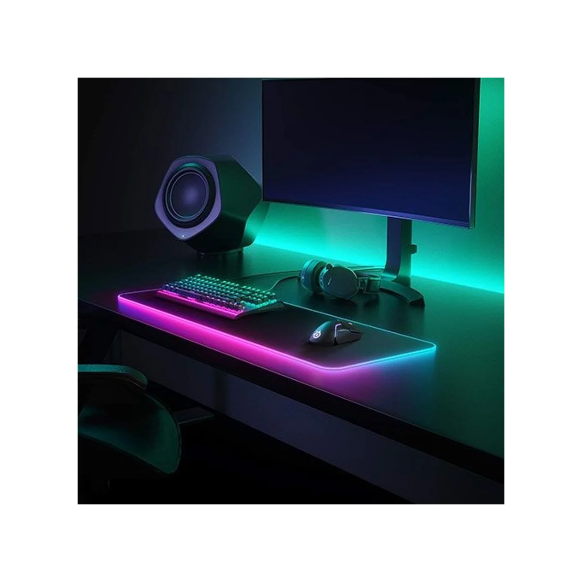 SteelSeries QcK Gaming Surface XL RGB Prism Cloth Mouse Pad (Black, 2-Zone RGB, Never-Slip Base) - 63826 view 3