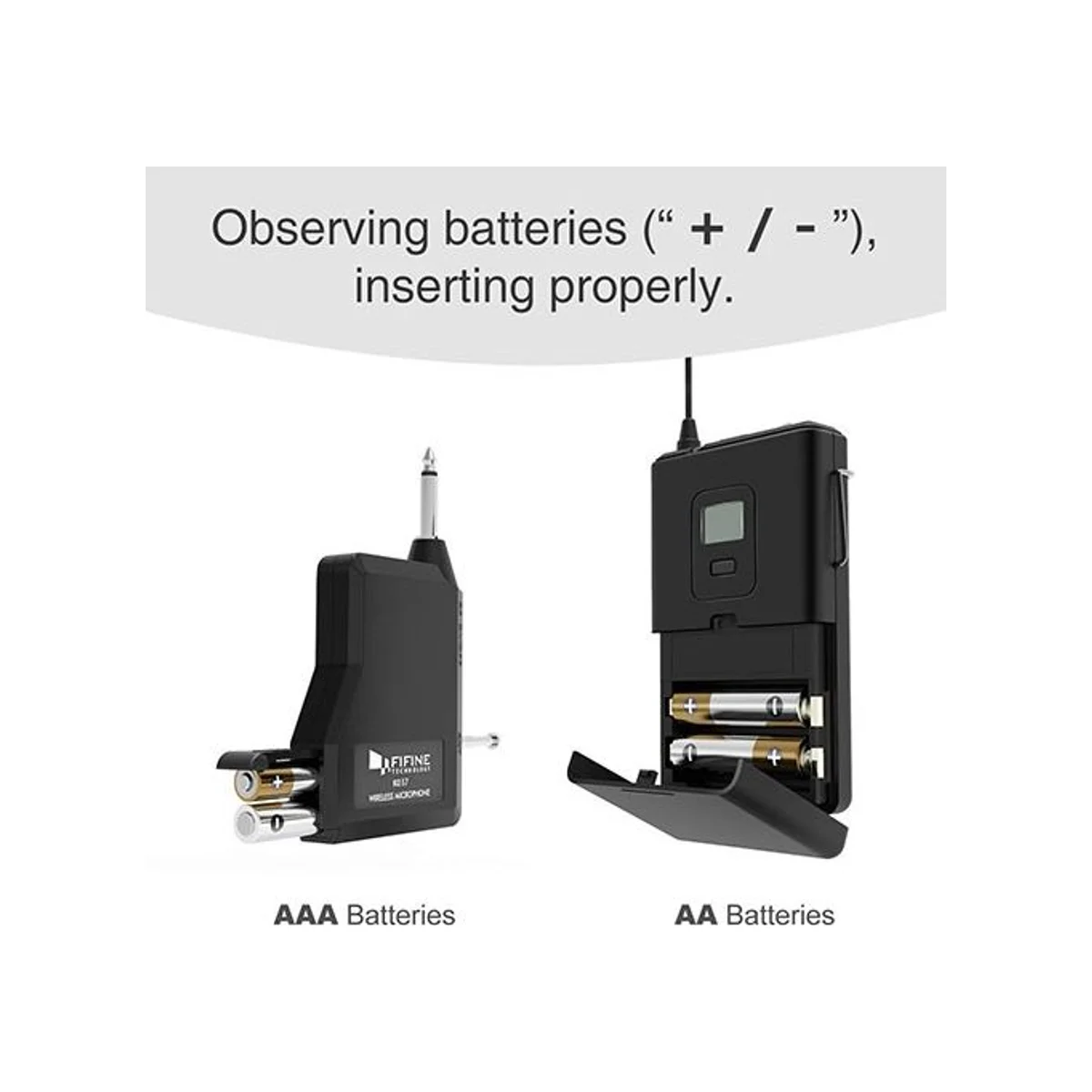 FIFINE 20-Channel UHF Wireless Lavalier Lapel Microphone System with Bodypack Transmitter & Portable Receiver (Black) - K037 view 4
