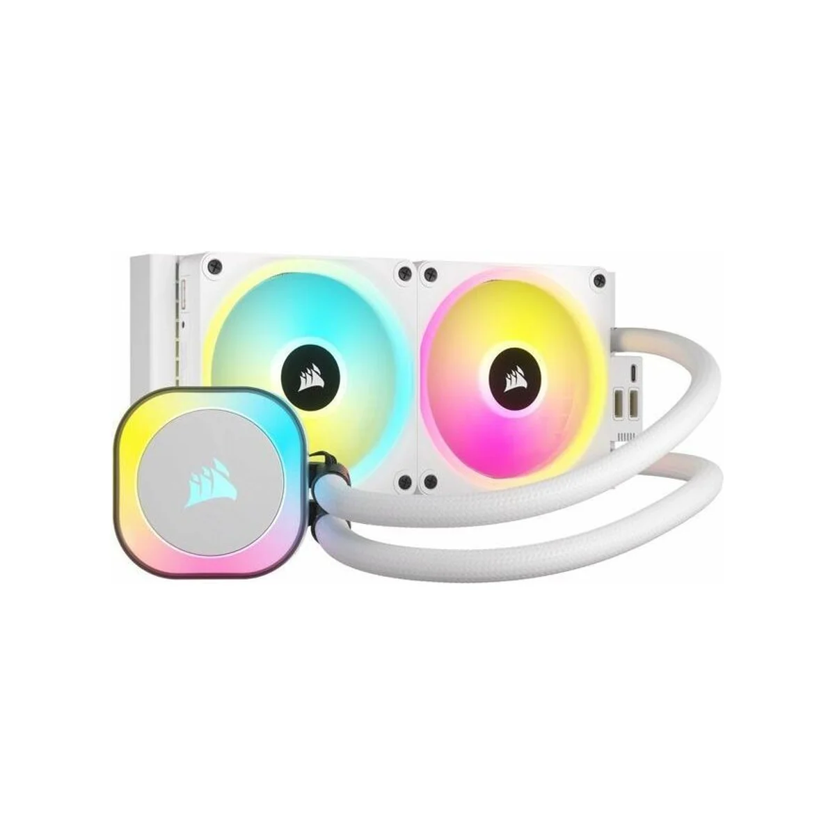 CORSAIR iCUE LINK H100i RGB AIO Liquid CPU Cooler - White (240mm Radiator, QX120 RGB Fans, Copper Cold Plate, Intel 1700 & AMD AM5 Compatible) - CW-9061005-WW