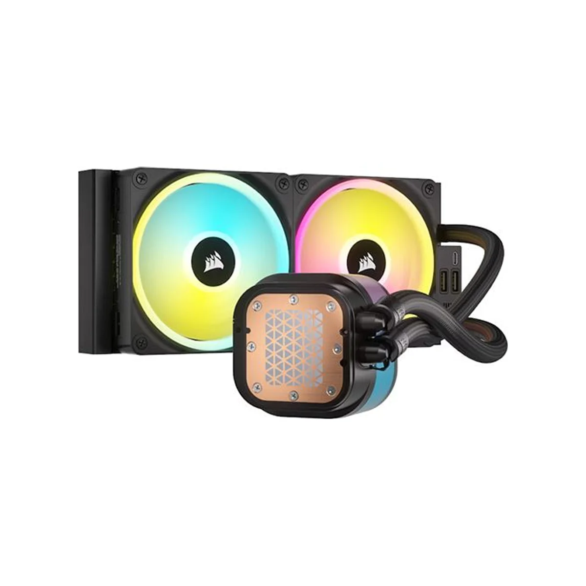 CORSAIR iCUE LINK H100i RGB AIO Liquid CPU Cooler - Black (240mm Radiator, Copper Cold Plate, 2x 120mm Fans) - CW-9061001-WW view 2