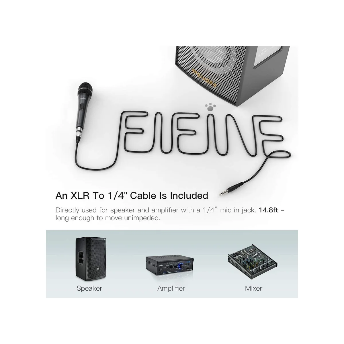 FIFINE Dynamic Vocal Microphone for Speaker (Cardioid, 50-18kHz, -50.6dB) - PRESENTATION-K6 view 3