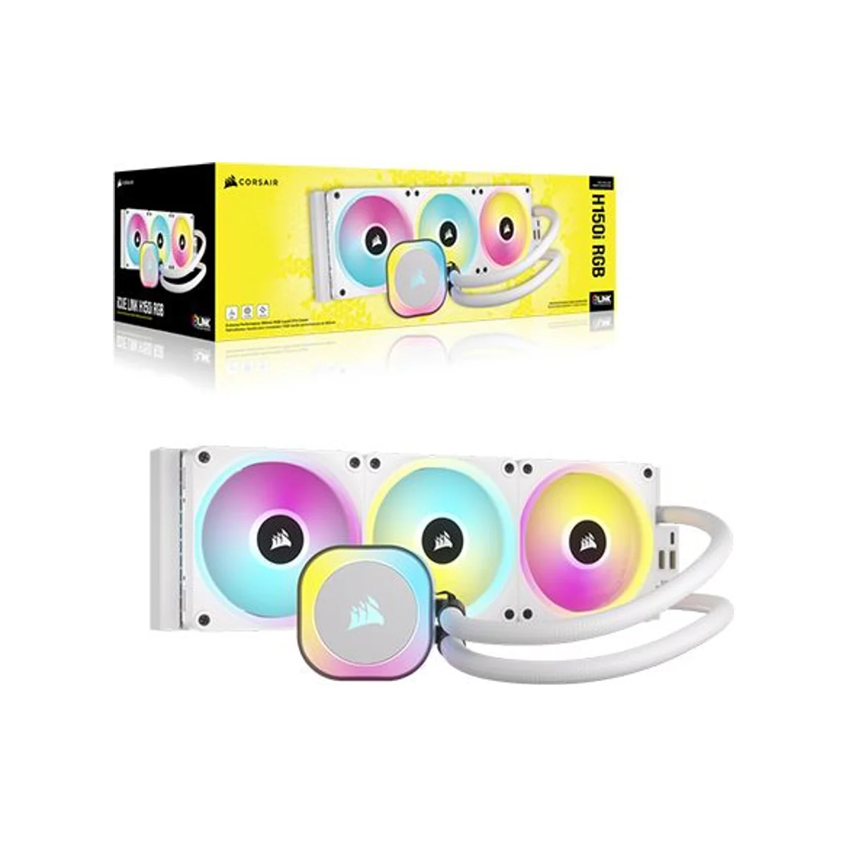 CORSAIR iCUE LINK H150i RGB Liquid CPU Cooler (White, 360mm Radiator, QX120 Fans) - CW-9061006-WW view 2