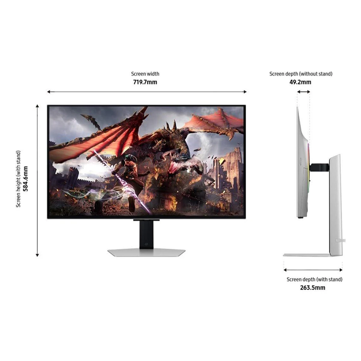 SAMSUNG G80SD 32" UHD OLED Gaming Monitor (Silver, 240Hz, 0.03ms) - LS32DG802SMXUE view 4