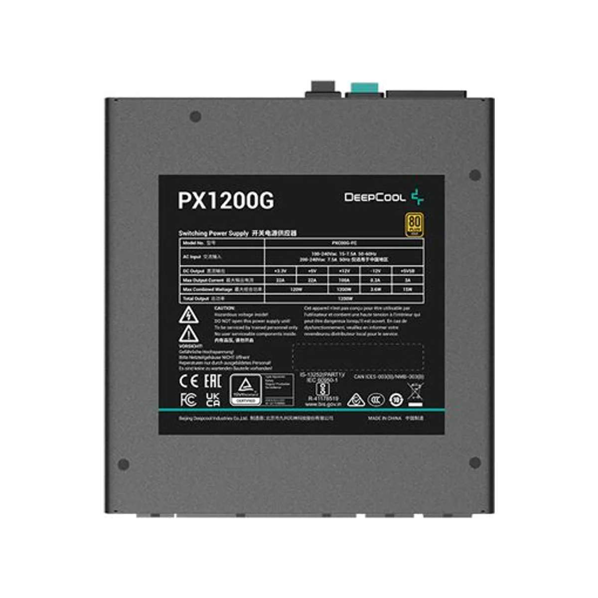DEEPCOOL PX1200G 1200W 80 Plus Gold Fully Modular ATX 3.0 Power Supply - R-PXC00G-FC0B-UK view 3