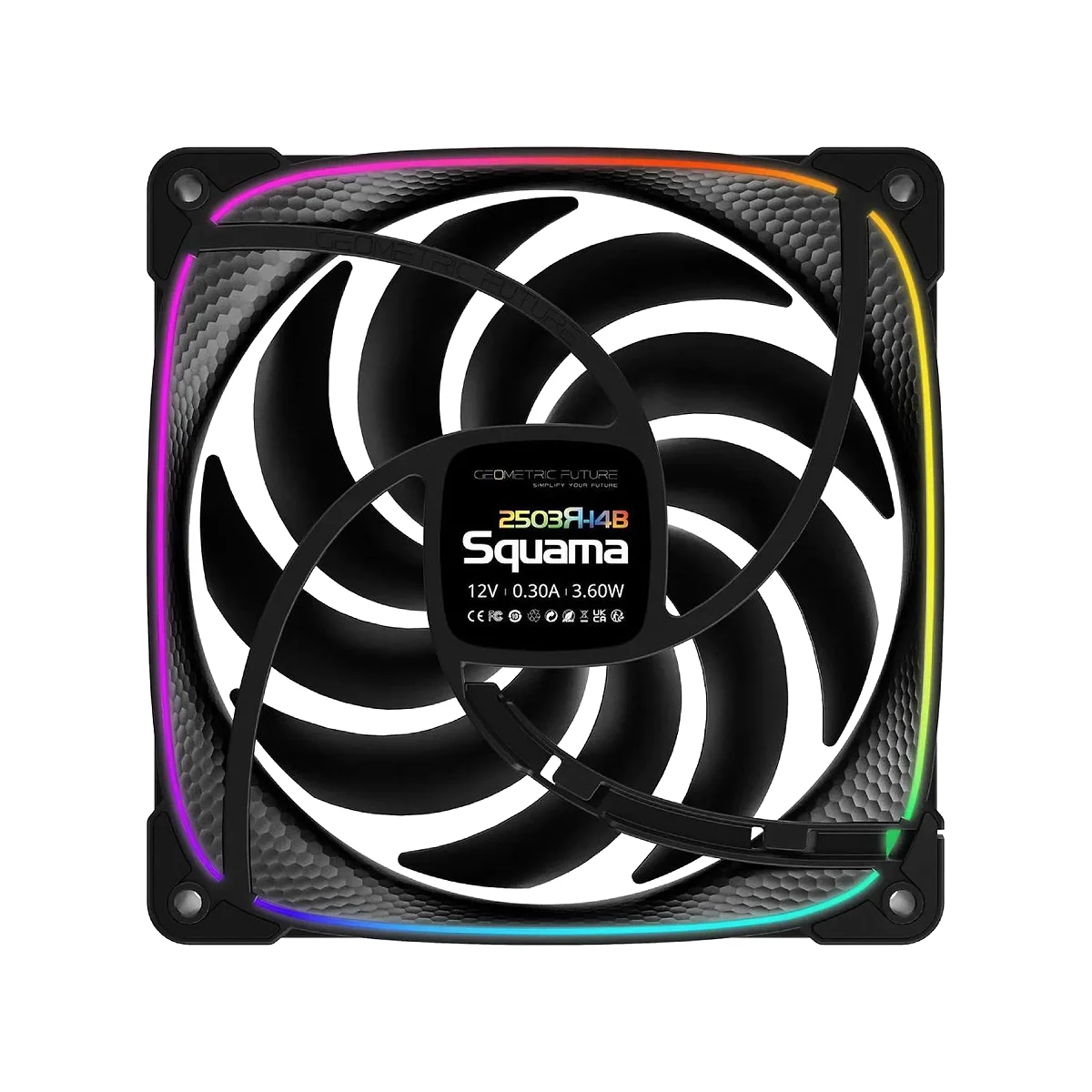 Geometric Future Squama 2503 RGB PWM 3 Pack Fan - Black - GEO-S2503B-14T view 4