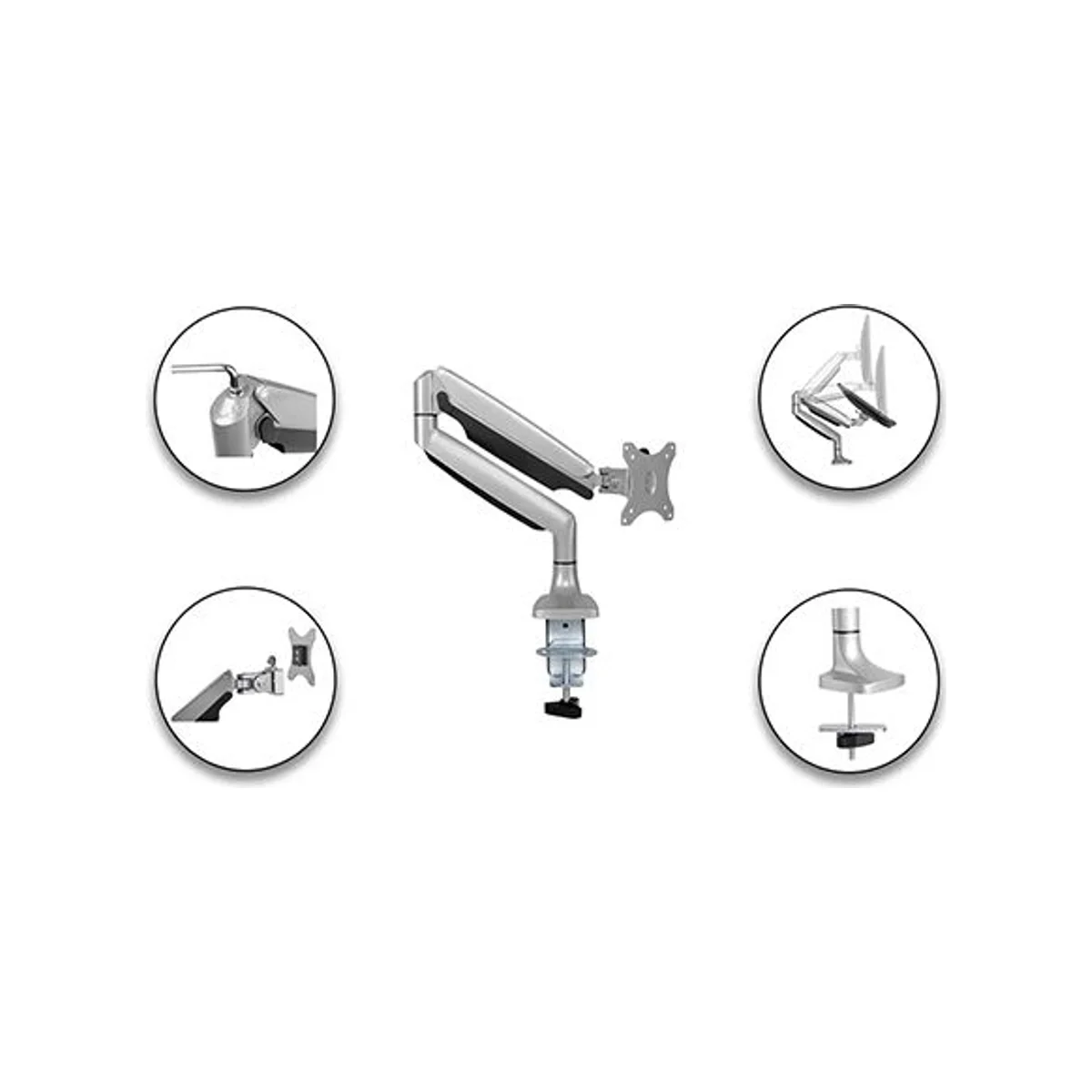 SKILL TECH Single Monitor Thin Gas Spring Monitor Mount Stand - Metallic Grey - SH100-C012 view 2