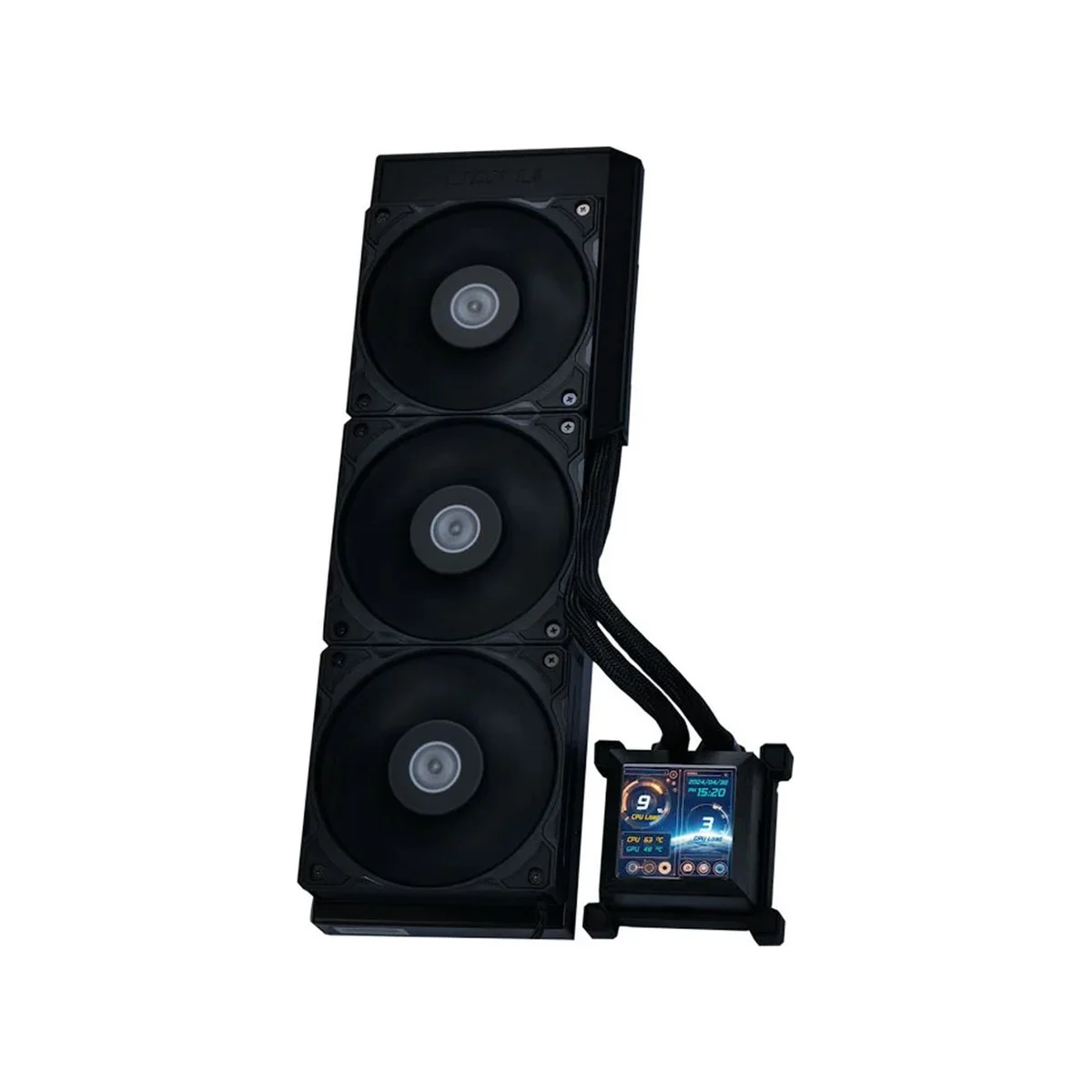 Lian Li Hydroshift LCD AIO 360S IPS LCD CPU Liquid Cooler - Black (360mm Radiator, IPS LCD Display, FDB Fans) - GHSLCD36SB