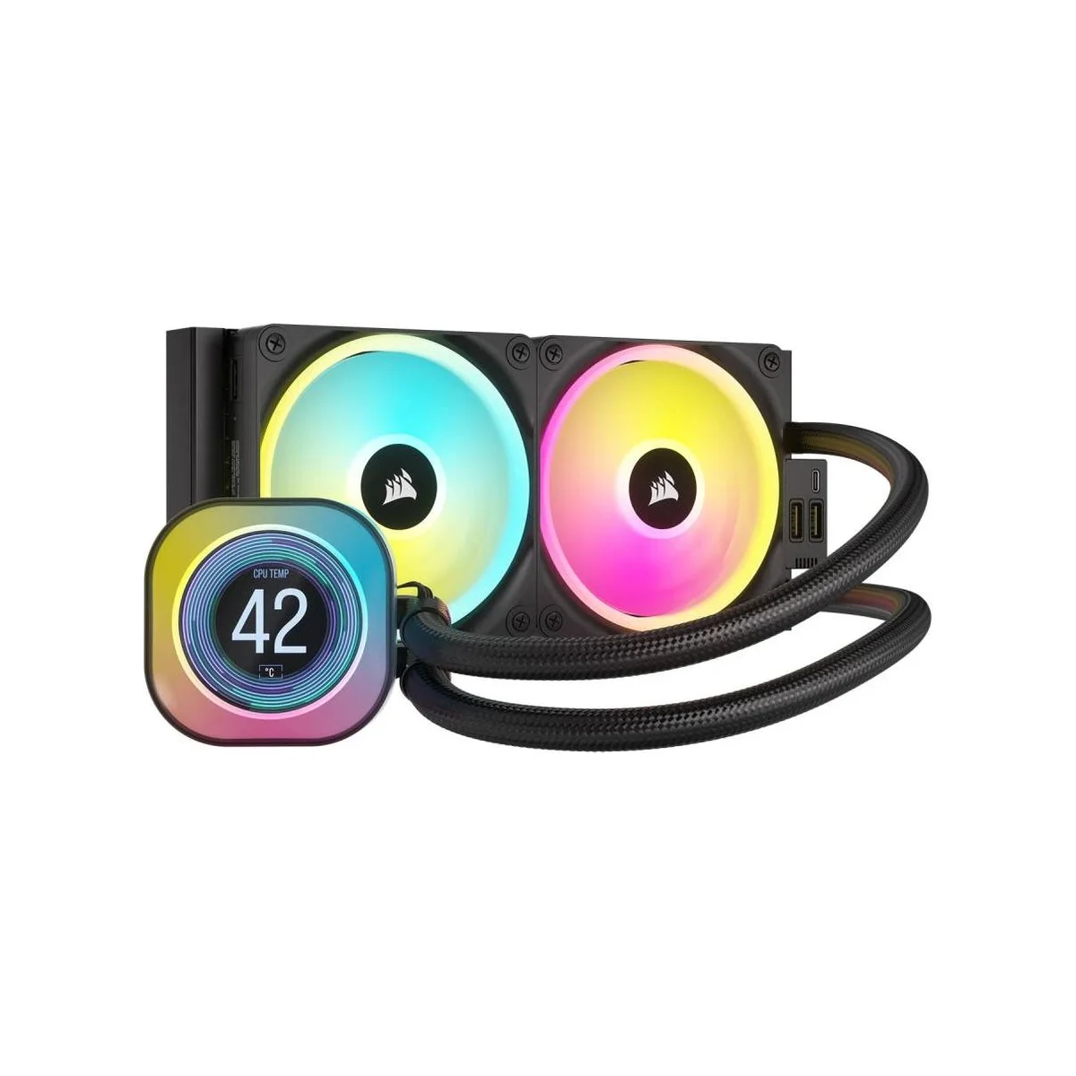 Corsair iCUE LINK H100i LCD 2.1" IPS CPU Liquid Cooler - Black - CW-9061007-WW view 4