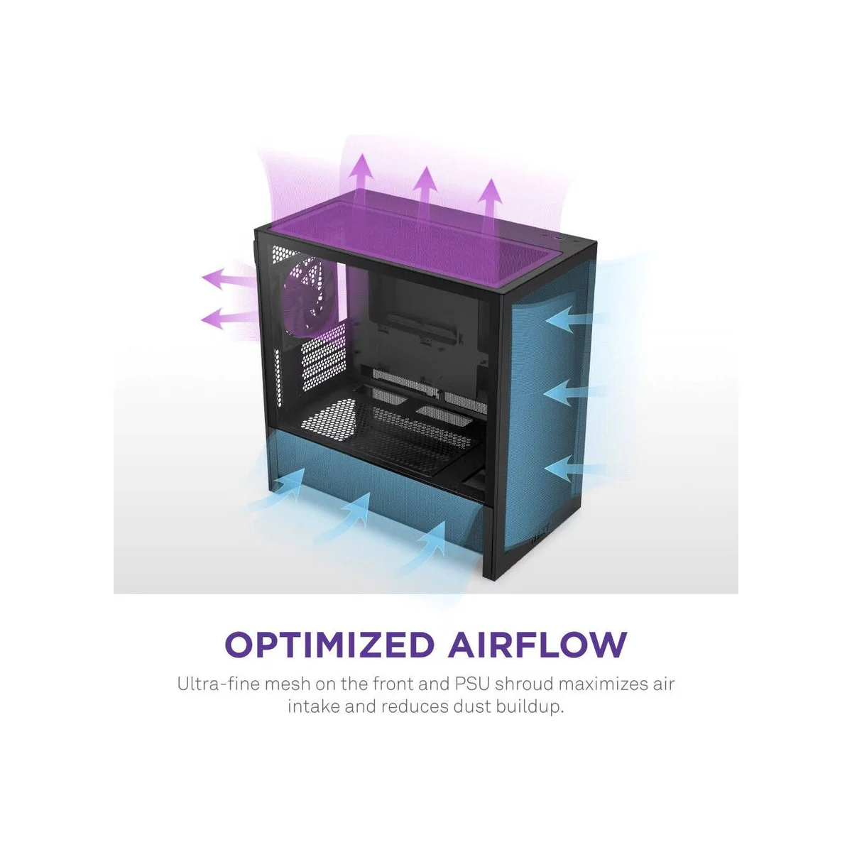 NZXT H3 Flow (2025) Micro-ATX Mid Tower Case - All Black - CC-H31FB-01 view 2