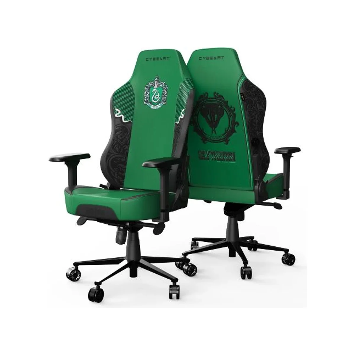CYBEART Apex Series Slytherin Harry Potter PU Leather Gaming Chair - Green (4D Armrest, Lumbar Support, Memory Foam Pillow) - CYB-HP-SLYTHERIN view 3