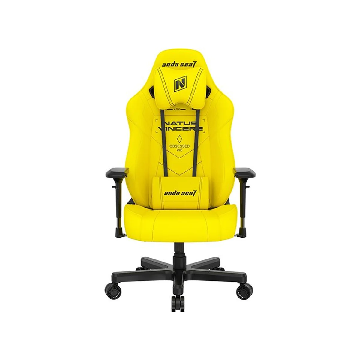 ANDASEAT Premium Gaming Chair NAVI Edition - Yellow (Ergonomic, PVC Leather, Class-4 Gas Lift) - AD19-05-Y-PV