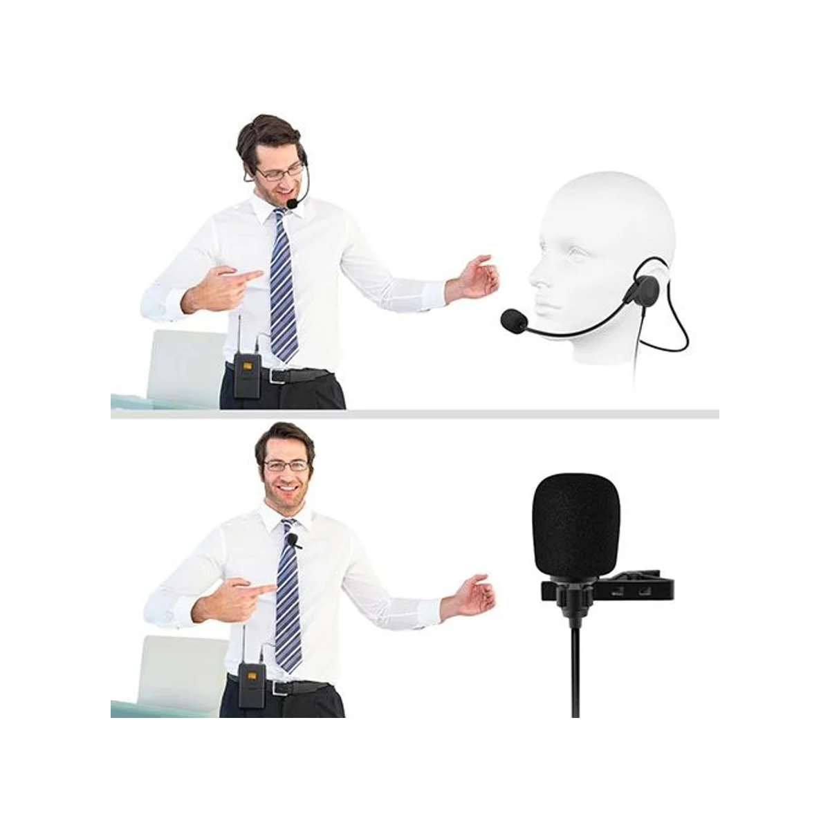 FIFINE K037B Wireless Microphone Set with Headset / Lavalier Mics - Black (UHF, Cardioid, 50-16kHz) - K037B view 5