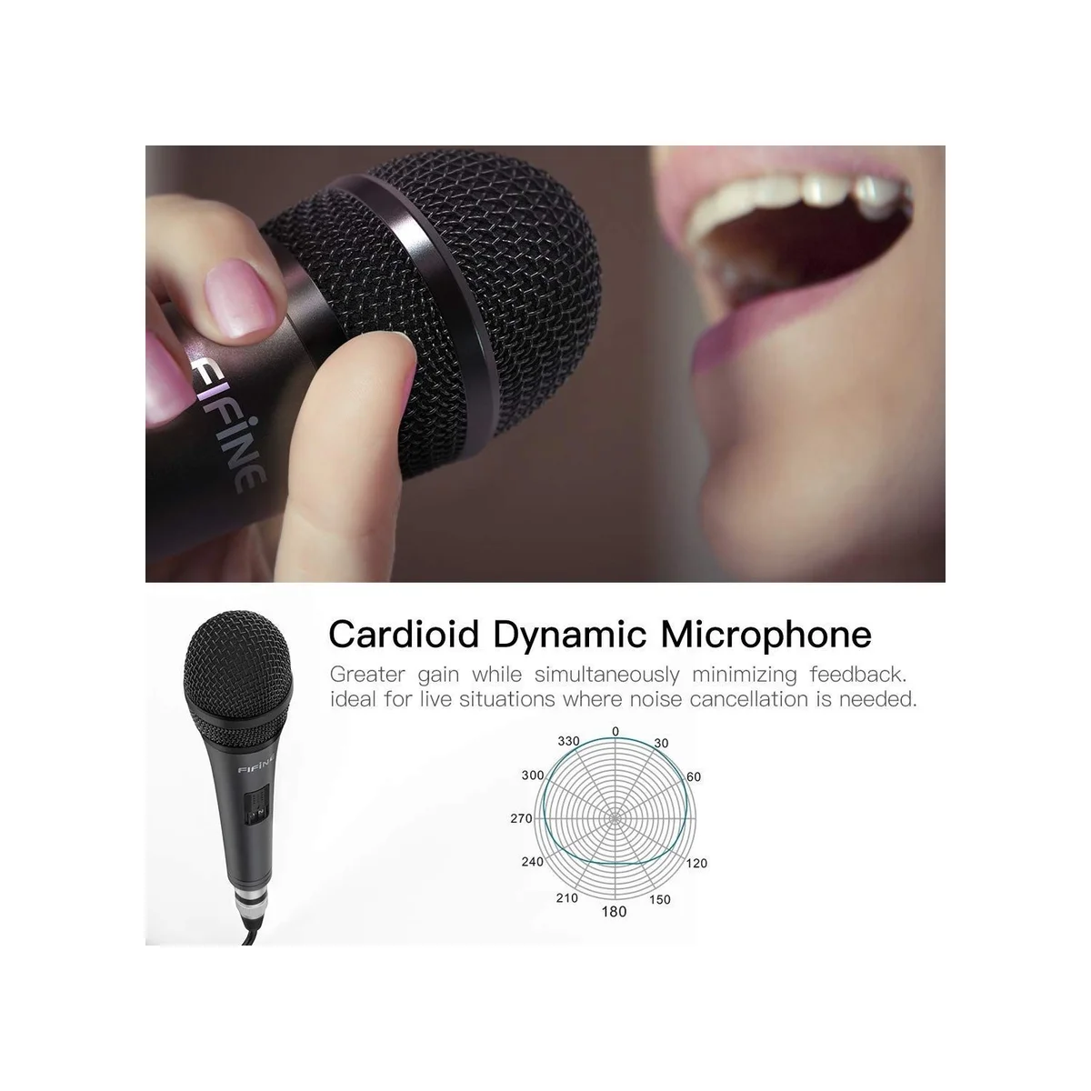 FIFINE Dynamic Vocal Microphone for Speaker (Cardioid, 50-18kHz, -50.6dB) - PRESENTATION-K6 view 7
